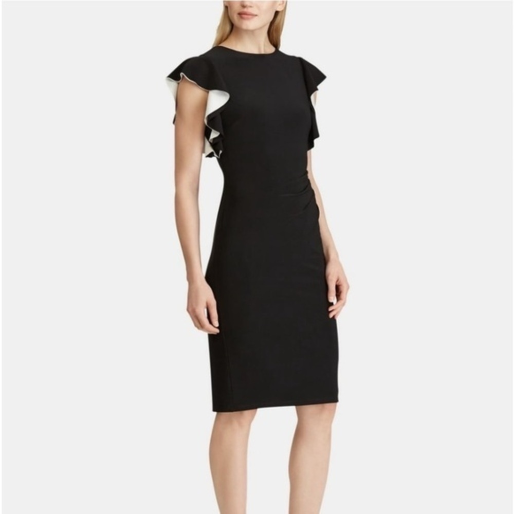 RALPH LAUREN Womens Black Crew Neck Below The Knee
Wear To Work Sheath Dress